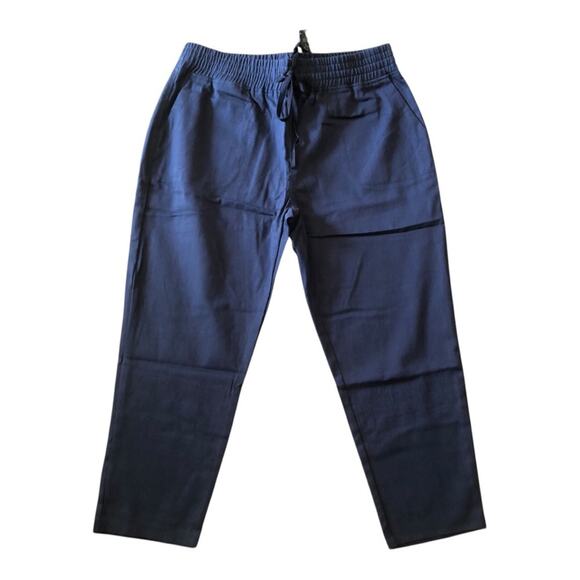 Area Stars NWT Women’s Navy Blue Ali Cropped Drawstring Cut Hem Pants Large - Picture 12 of 16